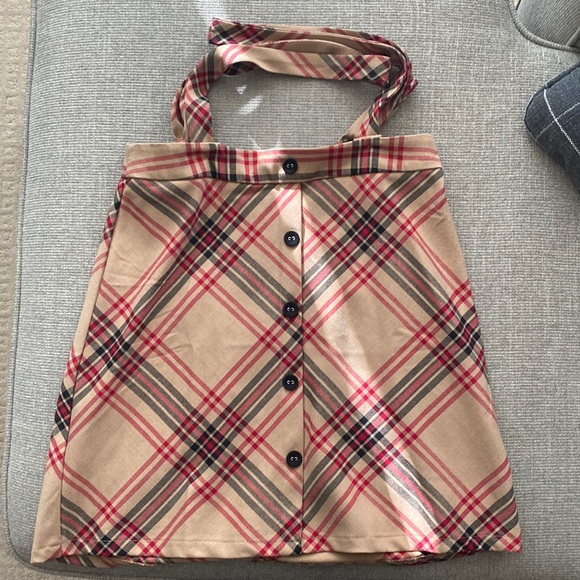 Plaid mini skirt with suspenders. Forever 21, size M - Picture 1 of 3